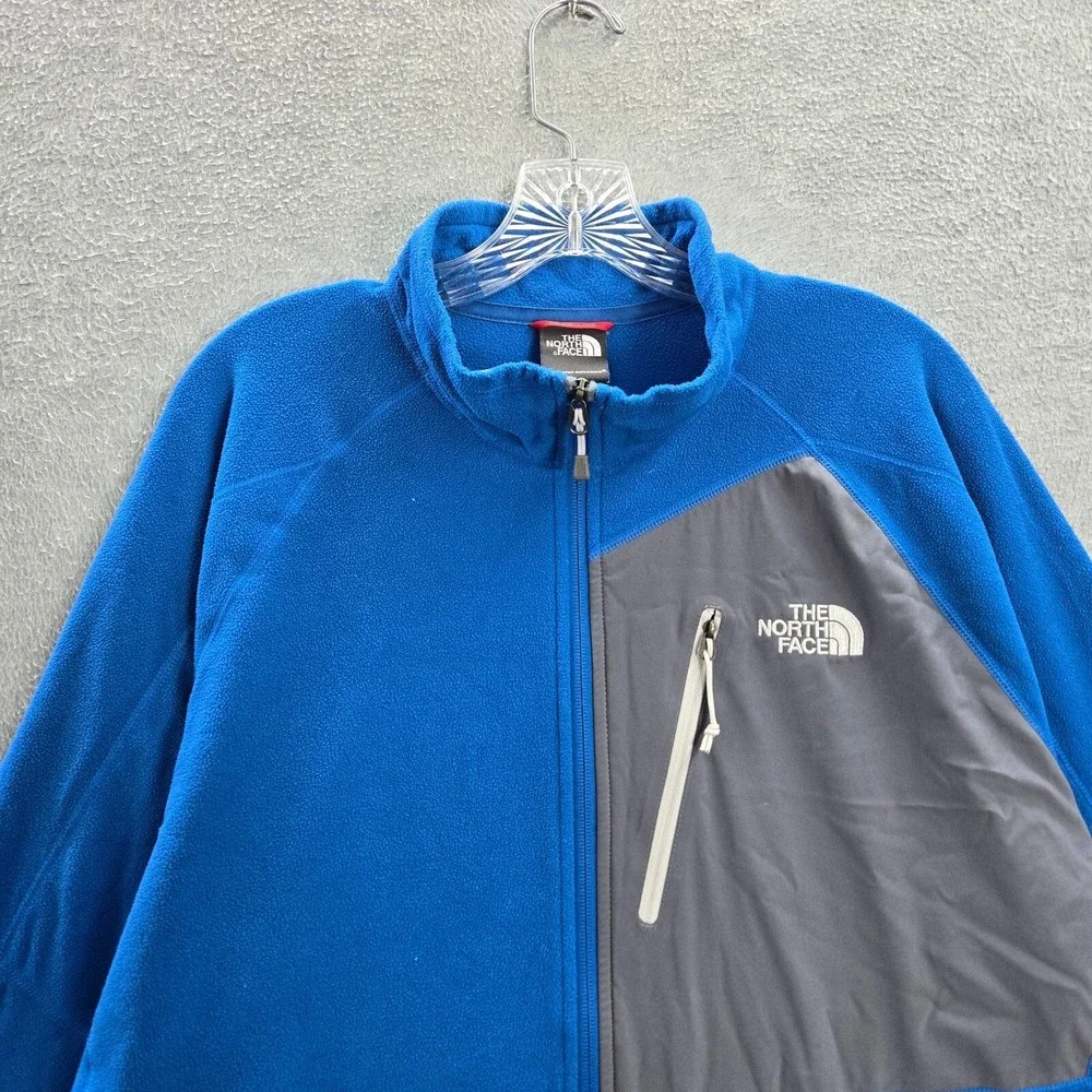 The North Face Men Sweatshirt 2XL Blue Colorblock‎ 1/2 Zip Pockets Mock Neck
